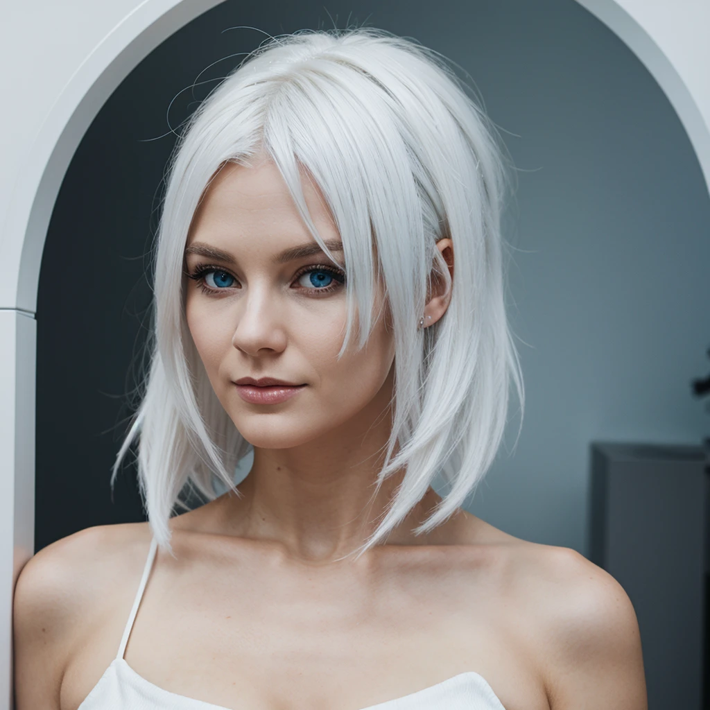 nordic alien woman, white hair