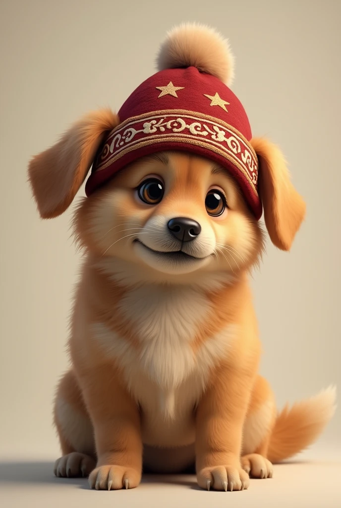 Create a dog with a Russian hat