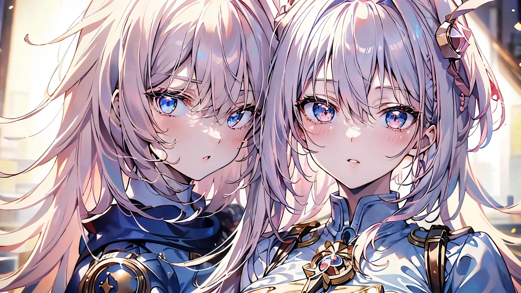 Anime girl with pink hair and blue eyes wearing a blue dress., portrait, Knights of the Zodiac, , detailed digital animated art, hermoso portrait animado, anime girl with cosmic hair, Pink hair and cyan eyes., 4K anime style, digital animated art, anime fantasy illustrations, anime fantasy illustration., portrait chica anime, anime in fantasy style, Detailed anime character art