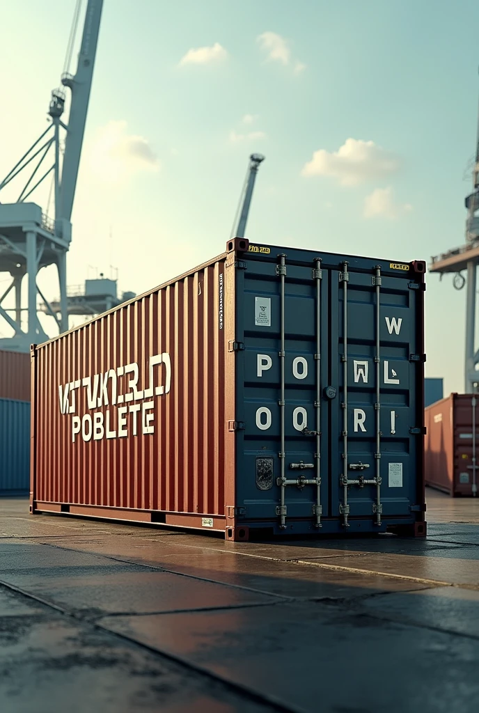 a maritime container that has said world poblete, on the side