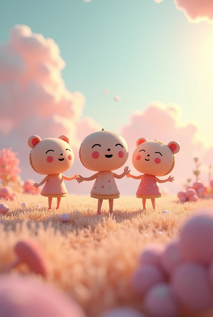 create dreamcore style donut-headed people