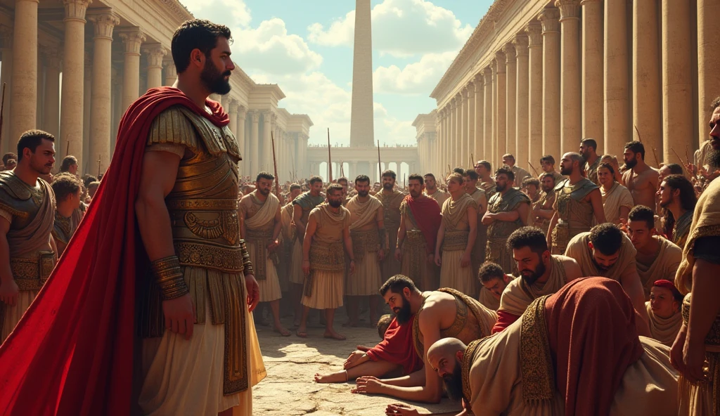 Images of the surrender of Alexandria and the triumphal entry of Caesar