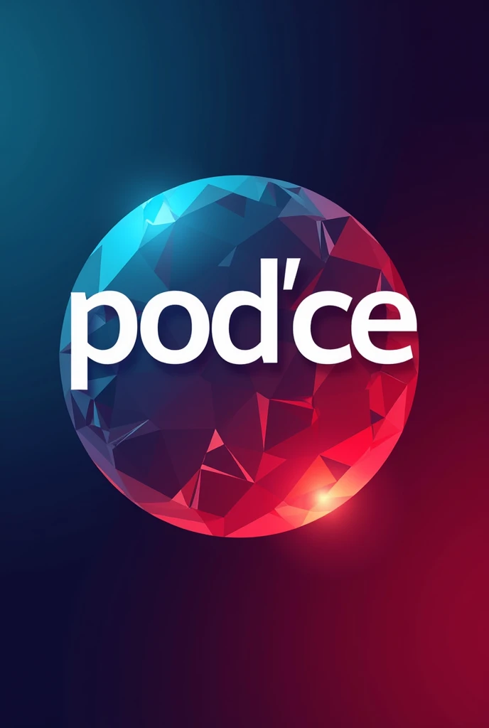make a podcast logo with the name "pod'ce" in blue colors, white and red