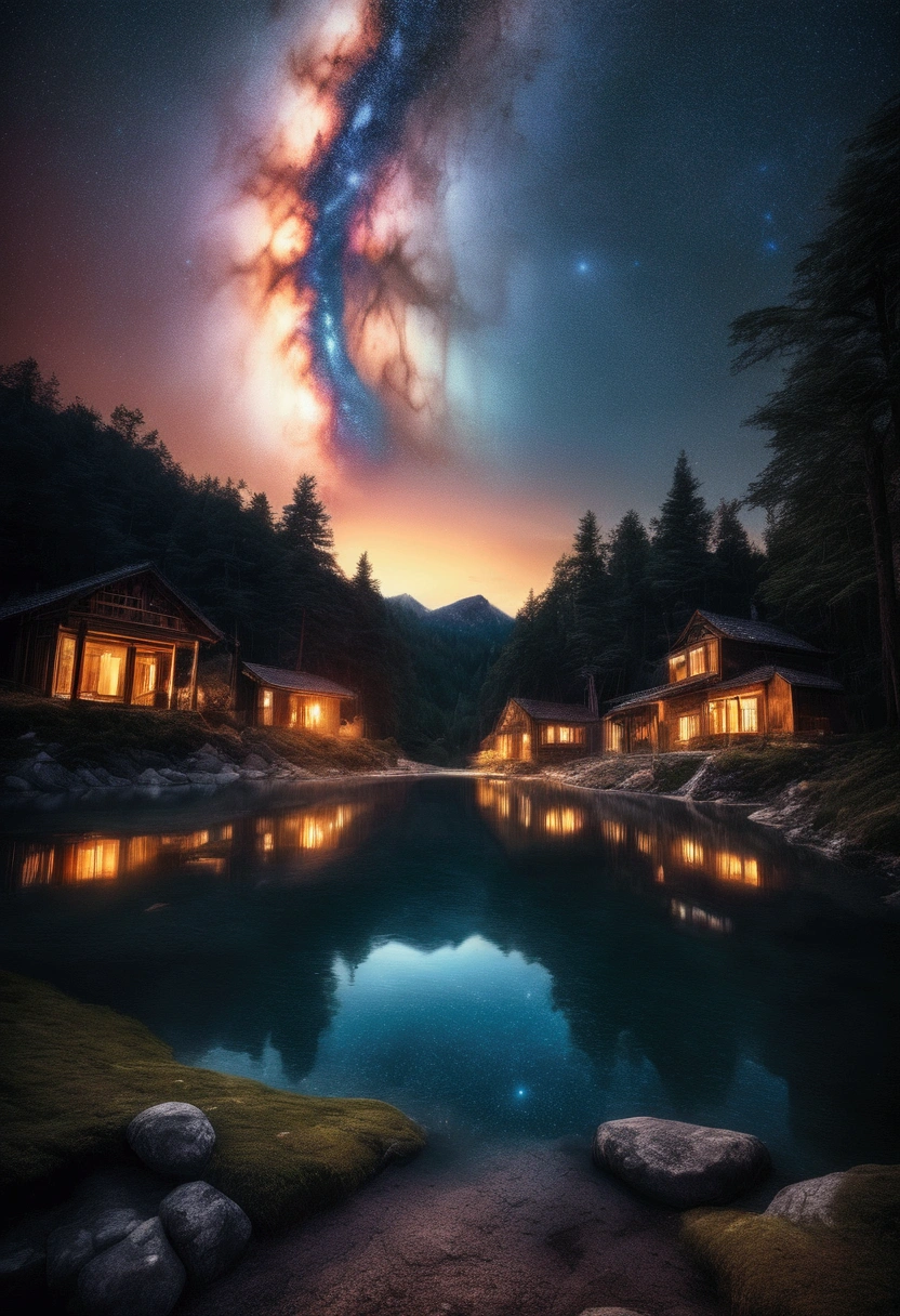 Starry Sky, Dreams sparkling in the night sky. Nature. Surreal, magical essence. intricate details, HDR, beautifully shot, hyperrealistic, sharp focus, megapixels, perfect composition, high contrast, cinematic, atmospheric, moody, masterpiece, best quality, very aesthetic, absurdres