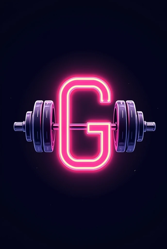Create a gym logo with dumbbells and the neon letter G