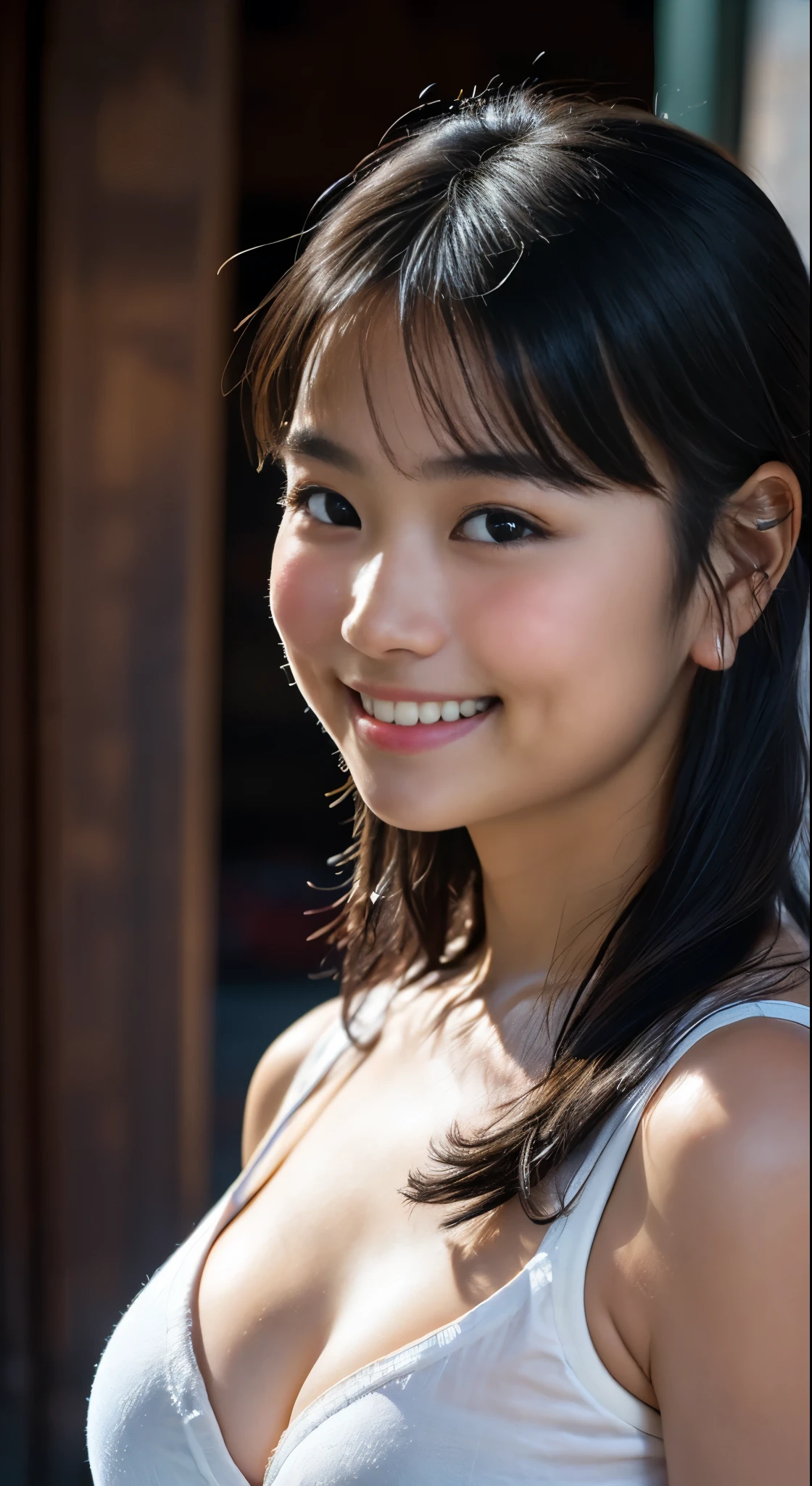(8k、Raw photography、Highest quality、masterpiece:1.2),(Black Hair、Dark Eyes:1.9),(Thai women:1.7)、View your audience,Front view,Dark Skin,(:1.4)、(Tight waist:1.6)、(Clothes that accentuate the shape of the breasts:1.4)、(Big Breasts :1.6)、Slim figure、Ultra-high resolution,beautiful,beautiful fece,(One person、No background:1.9),whole bodyボディー,(reality的:1.37)、Photon Mapping,reality、(Baby-faced and cute: 1.4)、(Cute Smile: 1.8)、(Round face: 1.8)、Radio City、Physically Based Rendering、Depth of field rally background、photograph, (:1.8),(:1.6),whole body、Great quality