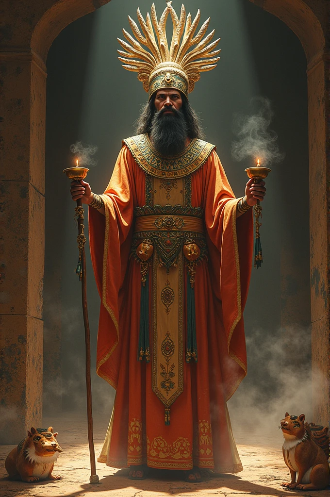 This character represents a priest or shaman in a sacred ceremony., connected with the gods and natural elements through their clothing and accessories. It is a figure that reflects the symbolism and spirituality of pre-Hispanic cultures that are exhibited in the rooms on the third floor of the Gold Museum.