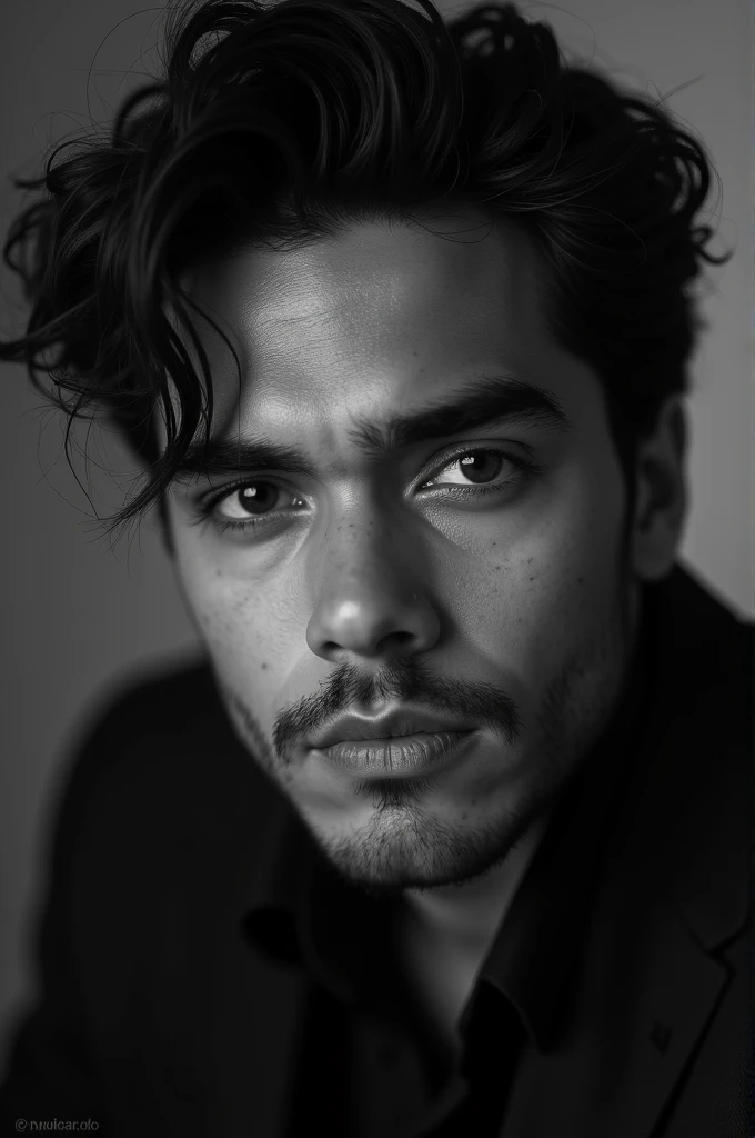 Black and white photos of Natanael Cano
