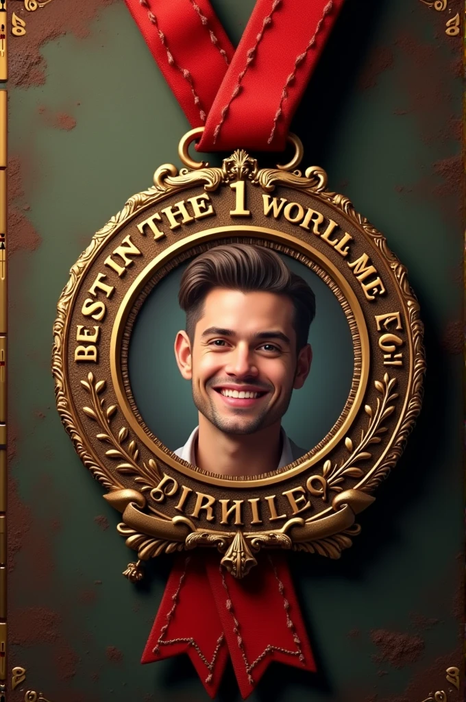 Create an image that is a medal for my boyfriend that says he is the best in the world for me and number 1