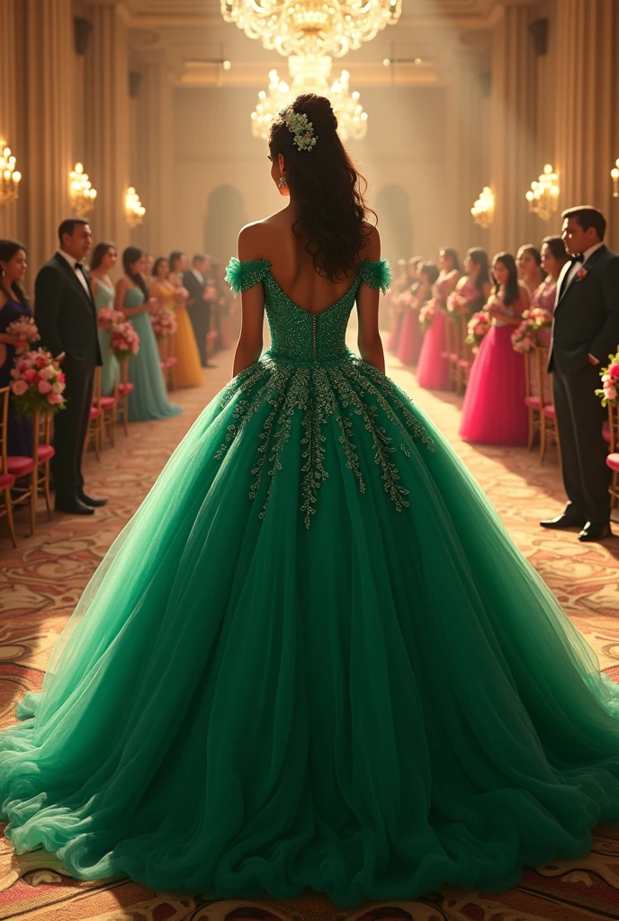 quinceanera with green dress