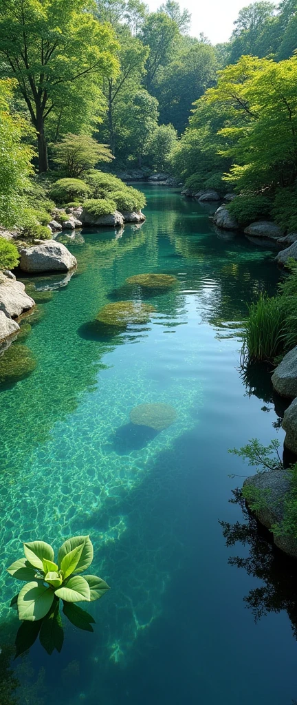 (masterpiece:1.2,Highest quality,Ultra-high resolution,Very detailed,Realistic,Ultra-high resolutionのカメラ),8k,wallpaper,(Shooting the pond from above),(A detailed depiction of the pond bottom with the water surface reflections removed.:2.0),sunny,Japanese garden,Serene landscape,Healing