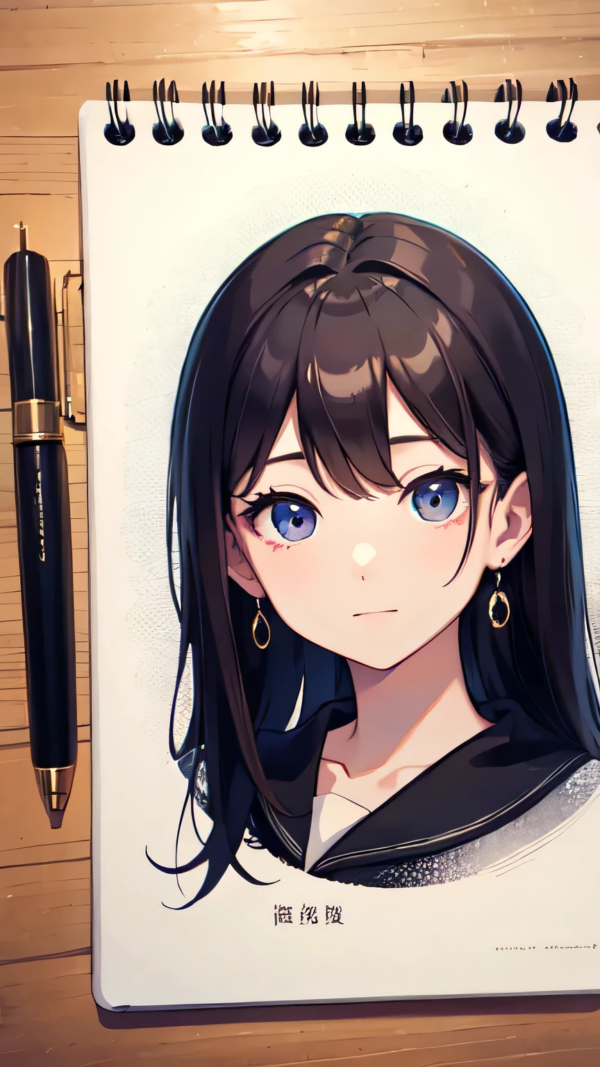 ((Highest quality)), ((masterpiece)), (detailed), One person, Almond Eye,Close your notebook、Close your eyes, I can hear you, Even if we're far apart、One Heart, Anniversary connects、The bond between two people,Close up of face