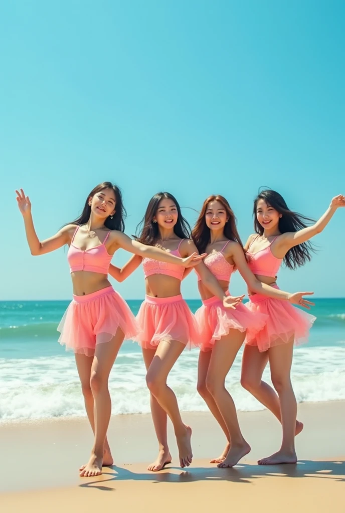 HD PHOTO KPOP GİRL GROUP FİVE 5 GİRLS Five girls dancing the beach KPOP girl group photo 5 girls hd 