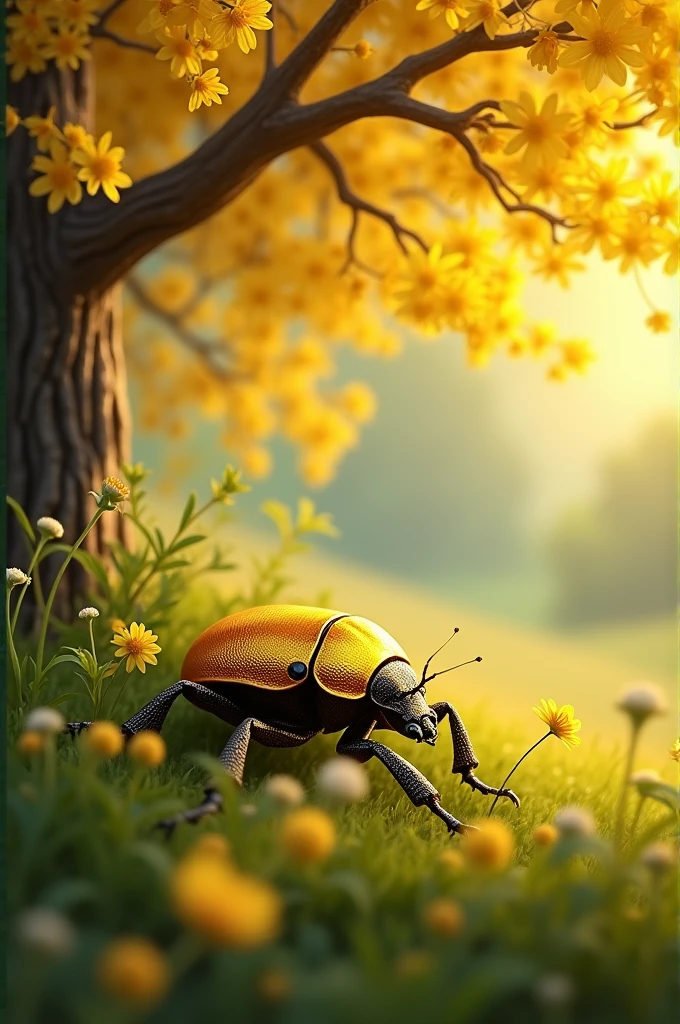 Yellow Beetle under a yellow ipe tree 
