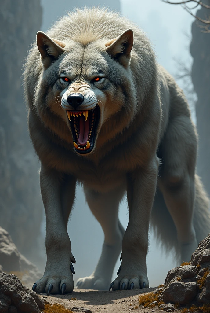 Growling wolf realistic 
