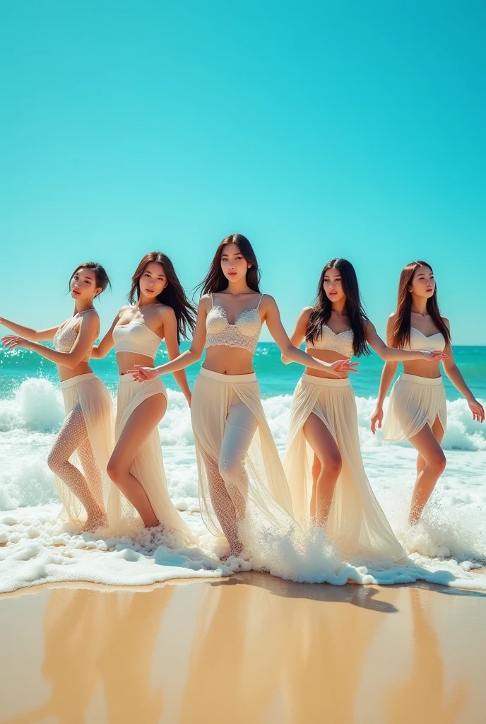 HD PHOTO KPOP GİRL GROUP FİVE 5 GİRLS Five girls dancing the beach KPOP girl group photo 5 girls hd 5 girls HD PHOTO