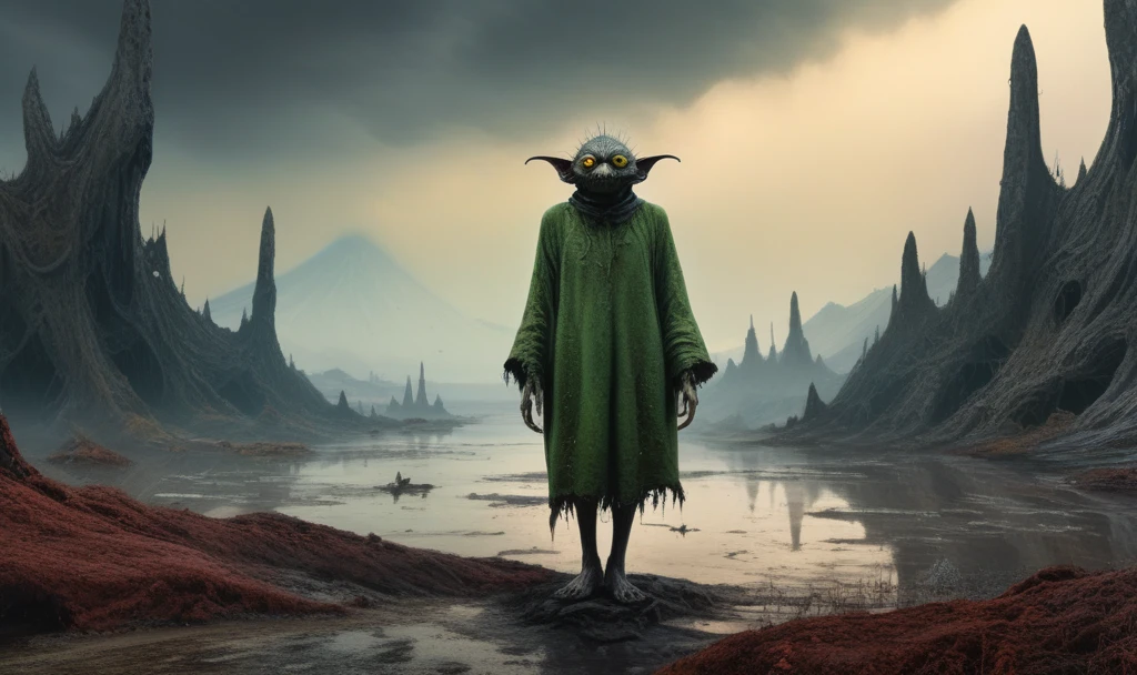 full-body-shot,Very tall ,Cinematic, Technicolor,natural skin textures, hyper realisitc, hyper detailed,Extremely detailed,High contrast,Realistic,Chalsedoon goblin, back view,full body length,evil ghost,insane Hobgoblin from USSR,pretty face,intricate details,realistic humid skin,extremely intricate details,anatomically correct, eyes extremely detailed, high detailed eyes,High contrast,Ultra HD,Retina,HDR,photo,photorealism,Masterpiece, natural skin textures, hyper realism,hyper detailed,High contrast,(HDR:1.4),Realism,Ultra Detailed,irina yermolova, close full body shot,RAW,pretty face,eyebrow up,full body shot,ominous landscape,niobium gray atmosphere,by art Simon Stalenhag,Nicola Samori,(((Wangechi Mutu))),prime colors,urban,extremely detailed,masterpiece,intricate details,faded,eyes extremely detailed, high detailed eyes,16k resolution,islands levitating above ground, Nikon Z9,scary village,Stone Forest  of Chile 