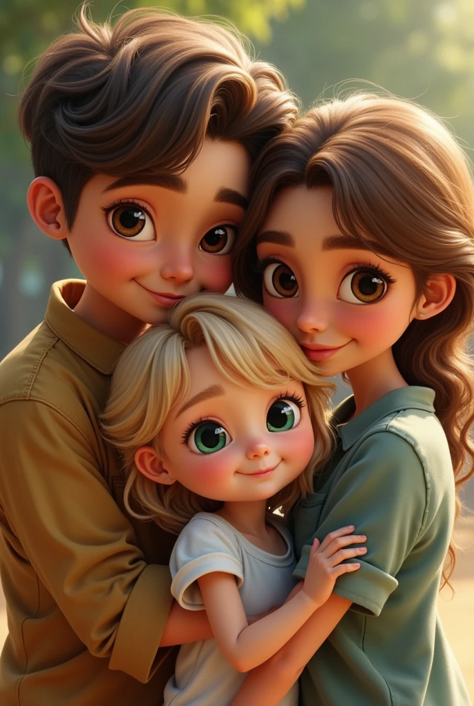 A 3 year old with two parents mixes Mother: blonde, greeneyes, White Father: tan white, eyes browns, Bblack hair