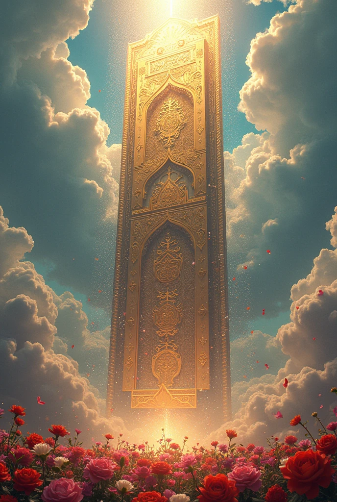 Kodinar Ittihad Panel rising from sky and flowers are throwing on it
