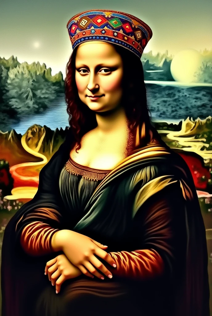 Monalisa in Cusco costume from Peru in Machu Pichu