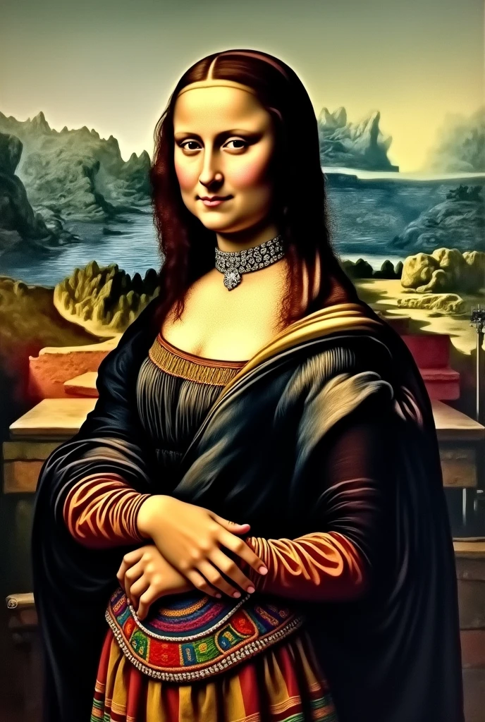 Monalisa in Cusco costume from Peru in Machu Picchu Peru