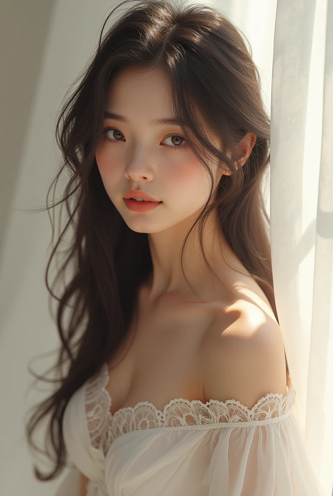 beautiful girl,cute,white skin,Beautiful figure,long hair,