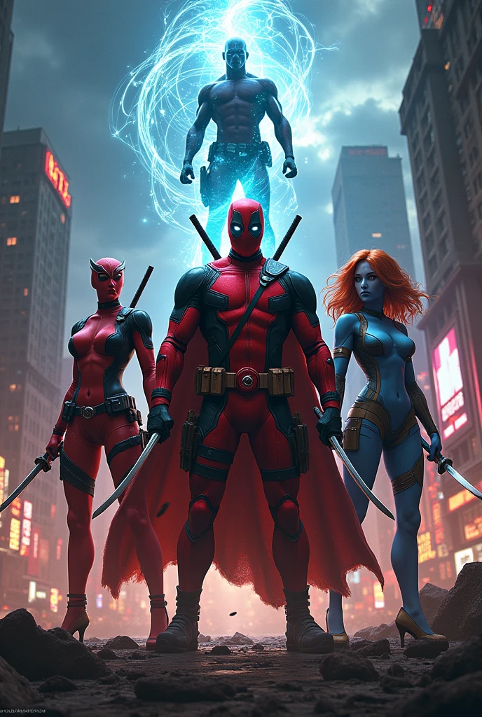 legion, Deadpool, Jean Gray and Mistica
