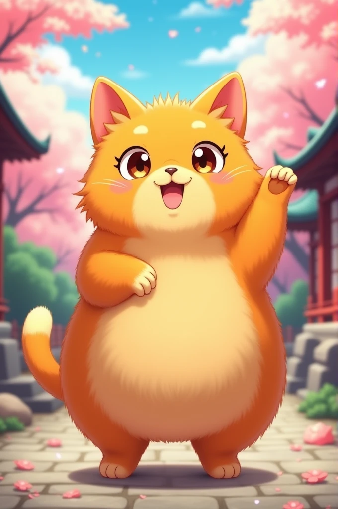 A furry orange cat in anime style