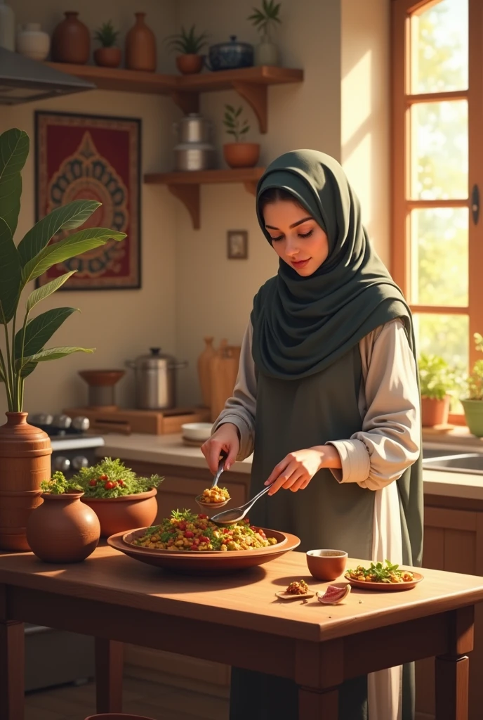 Beutiful, muslim women , making food