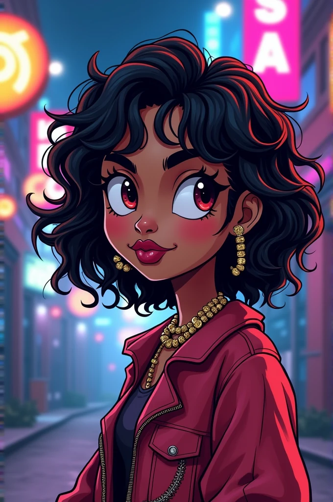 Crie uma capa de trap Cartoon, A fair-skinned, with low curly hair