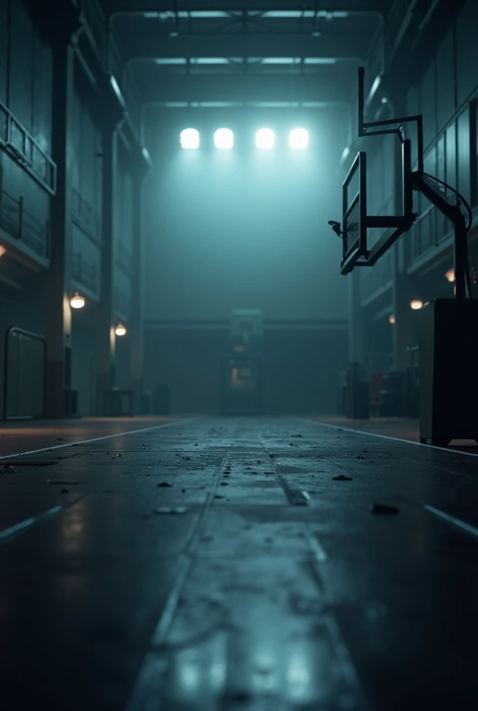 Create a mysterious 3d gym with blurred background