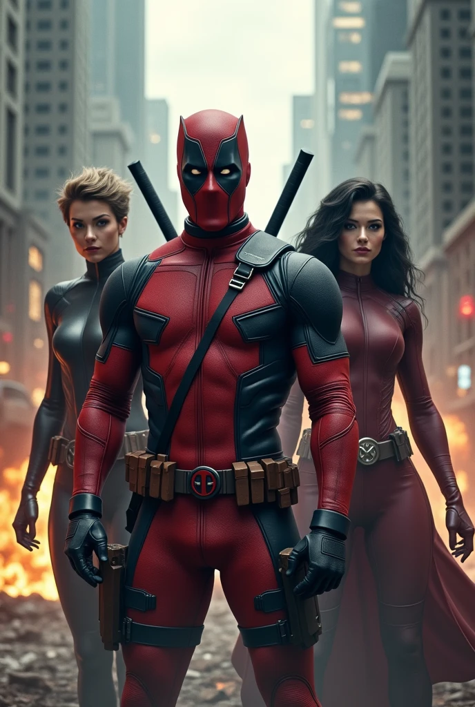 David Haller, Deadpool, Jean Gray and Mistica
