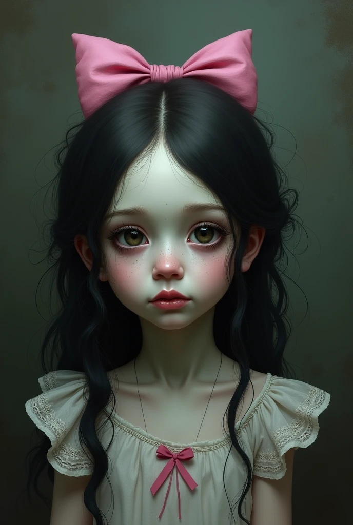 , pink bow, frightful