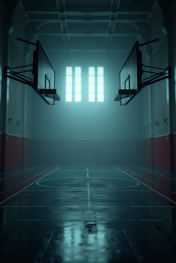 Create a mysterious 3d gym with blurred background