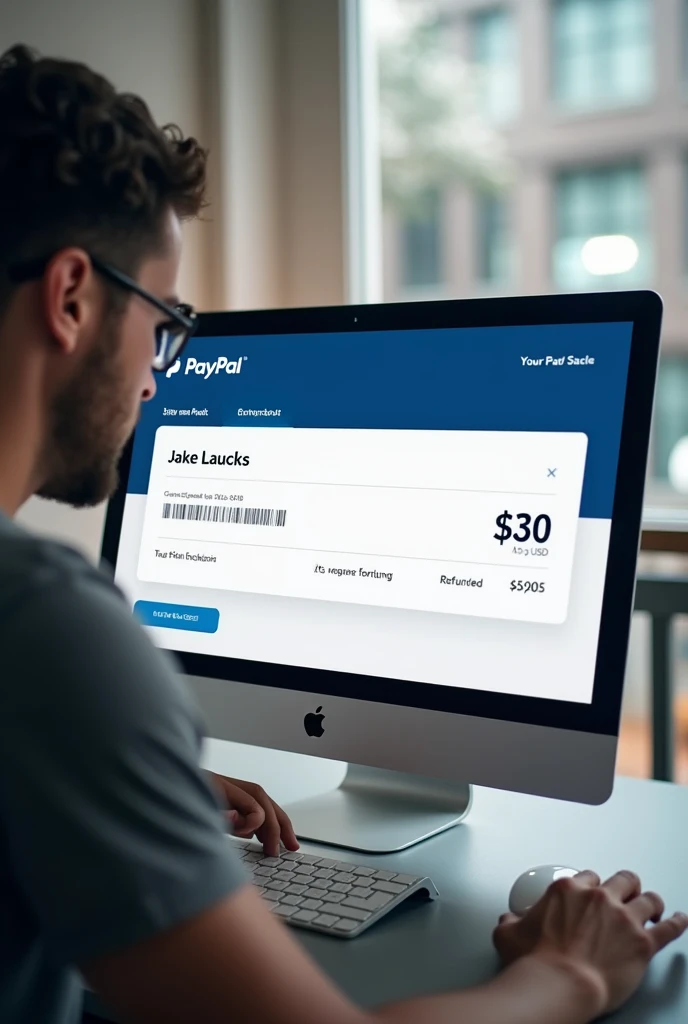 A Screenshot of paypal refunded 30usd to jake laucks (all in english)