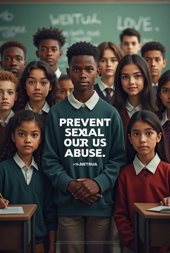 Make me a picture of how to prevent sexual abuse in classrooms but with a phrase