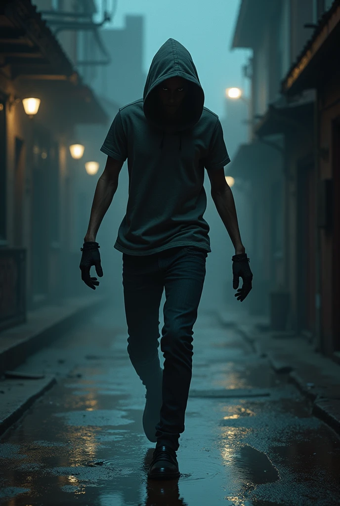 Thief 1: Tall and Slim Body Type: Tall and slimFace Shape: Long FaceFacial Features:Small eyesNormal nose Clothes: He was wearing a t-shirt and jeans
(drawing)