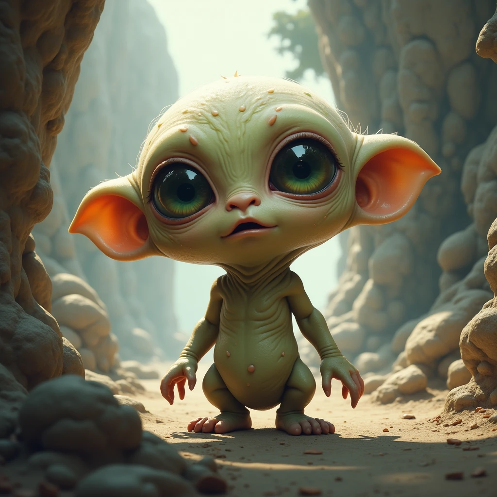 Cute and creepy alien,Surprised,