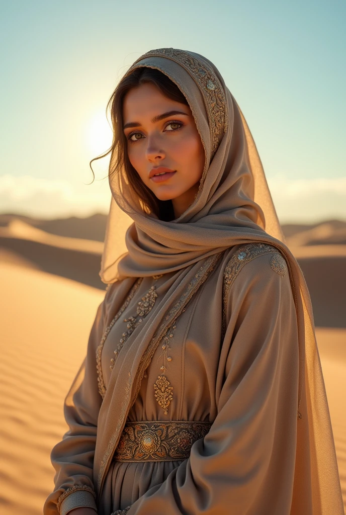 Beutiful, muslim women , in desert