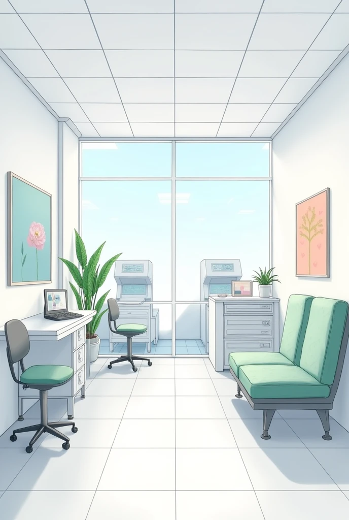 I need a simple drawing of the rest area in a clinical laboratory 