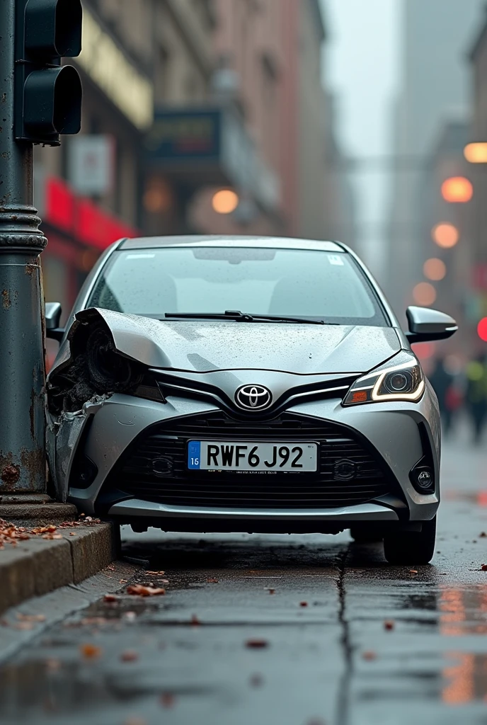 Toylta Yaris 2022 model with the license plate numbered: RWF6J92 crashed into a poll