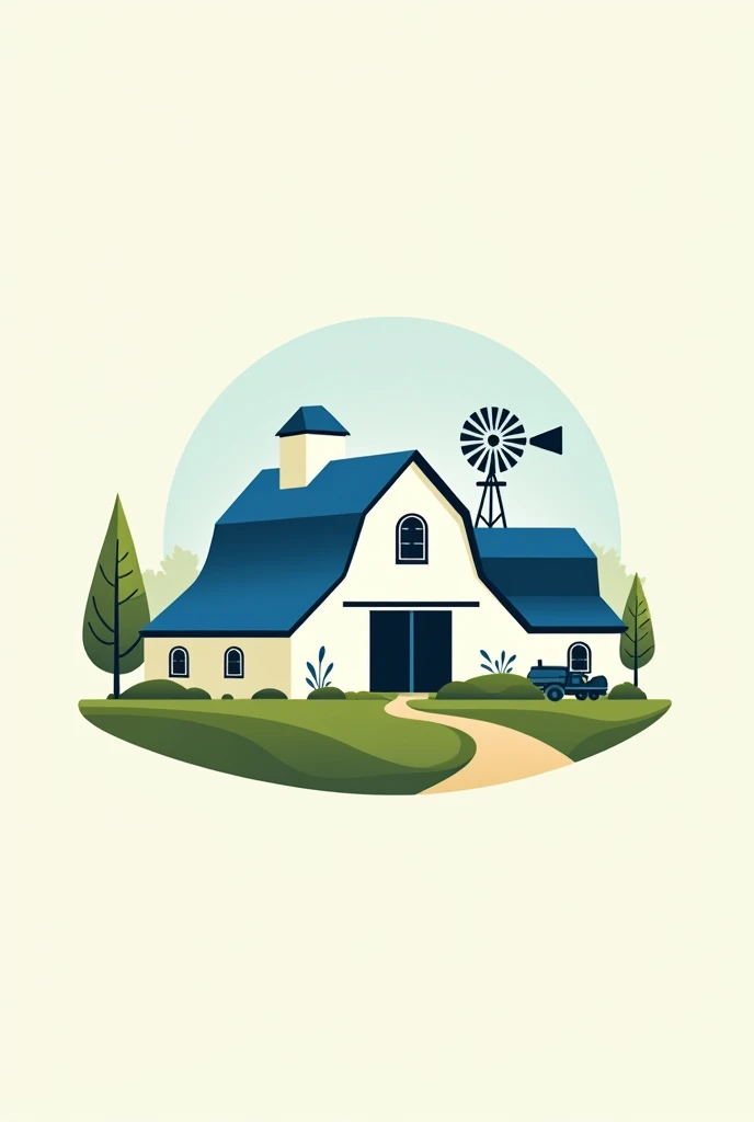 Logo of an agro-tourism farm with blue roofs
