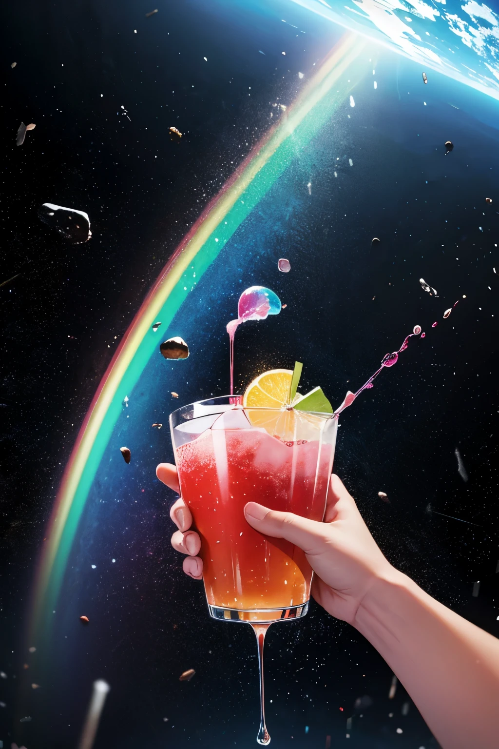 rainbow drink falling from space