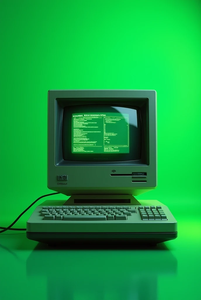 Make me a 1990's computer with a green background