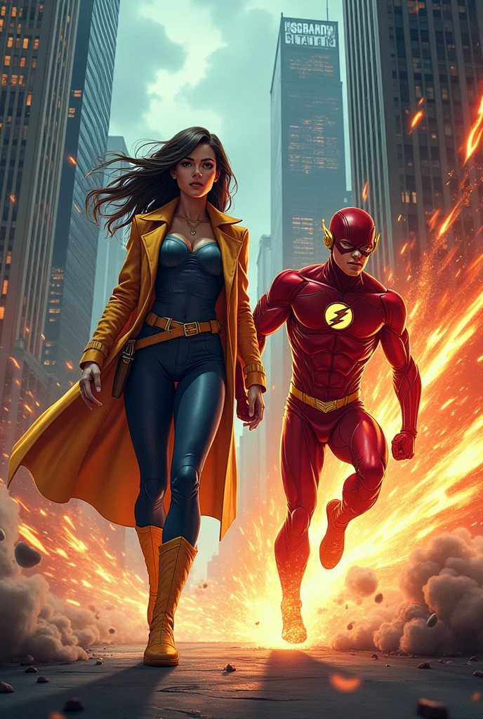 Halerquina and Wally West fighting crime