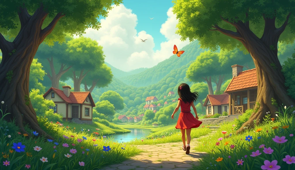 In a peaceful village, a named Maya loved exploring the nearby forest