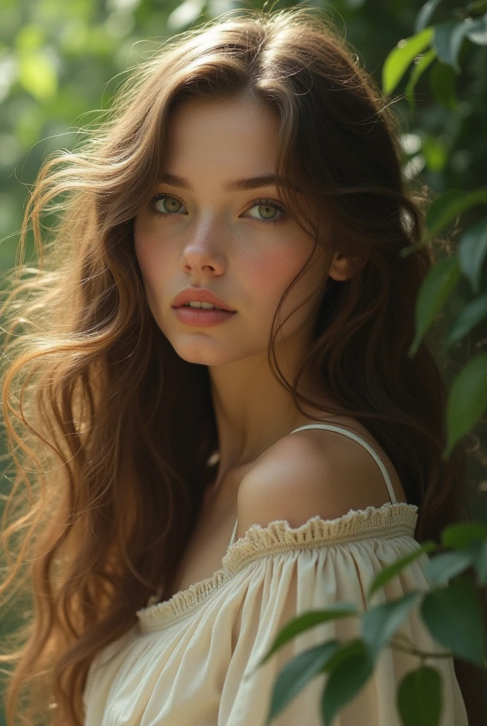 A natural girl, long  hair, non-Asian