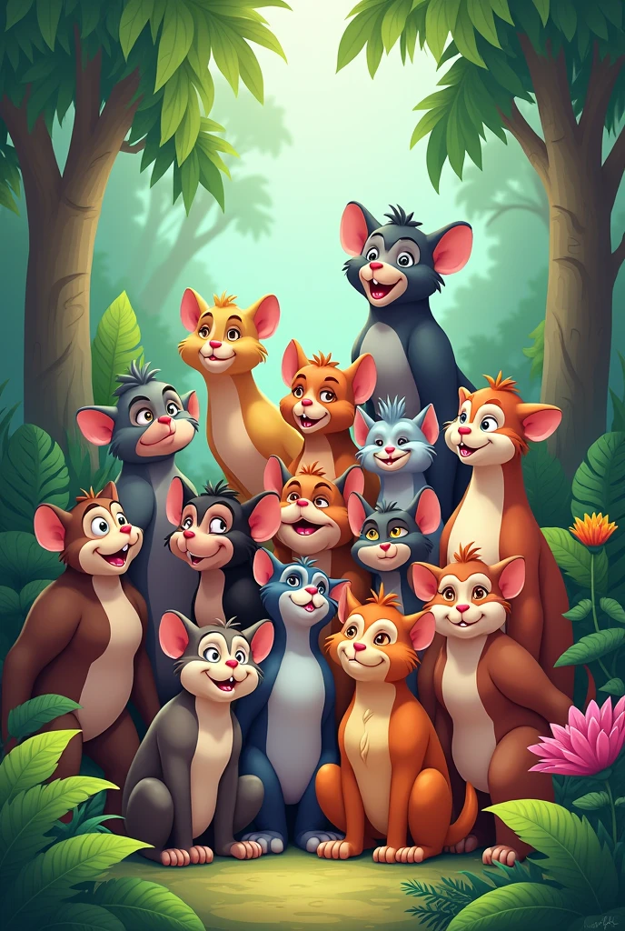 Animal Cartoons an all others group photo like in jungle