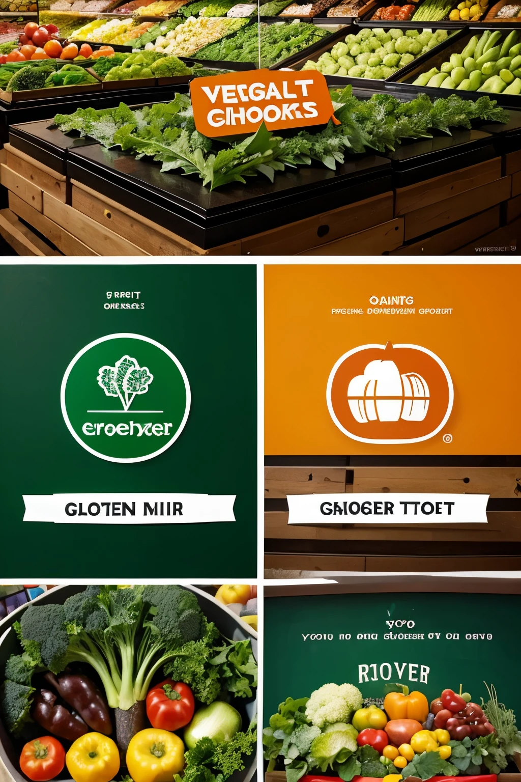 Generate a logo for a grocery store and vegetable store with striking and modern colors