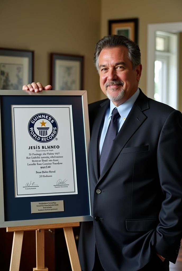 Guinness record plaque in Spanish for Jesús Blanco, for having or holding the world record of 197 wanks in 24 hours